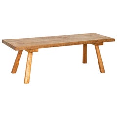 Vintage Rustic Plank Wood Coffee Table with Splay Legs
