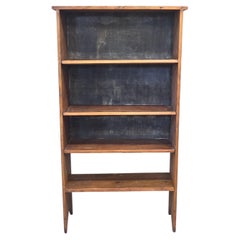 Vintage Rustic Primitive Handmade Pine Bookcase with Metal Backing