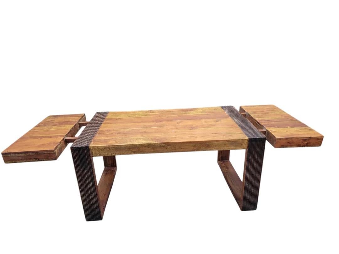 Vintage Rustic Reclaimed Barnwood Extending Dining Table And Chairs Set For Sale 6