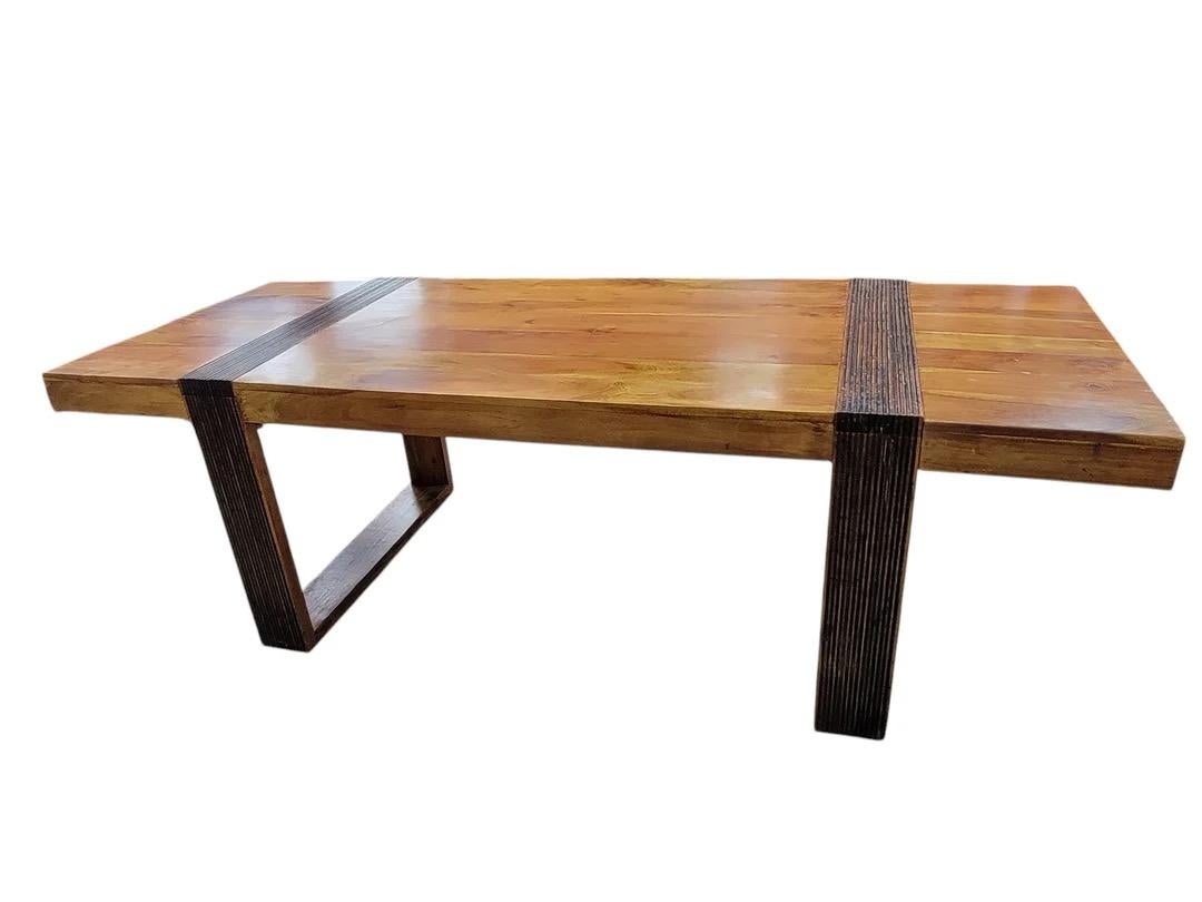Vintage Rustic Reclaimed Barnwood Extending Dining Table And Chairs Set For Sale 9