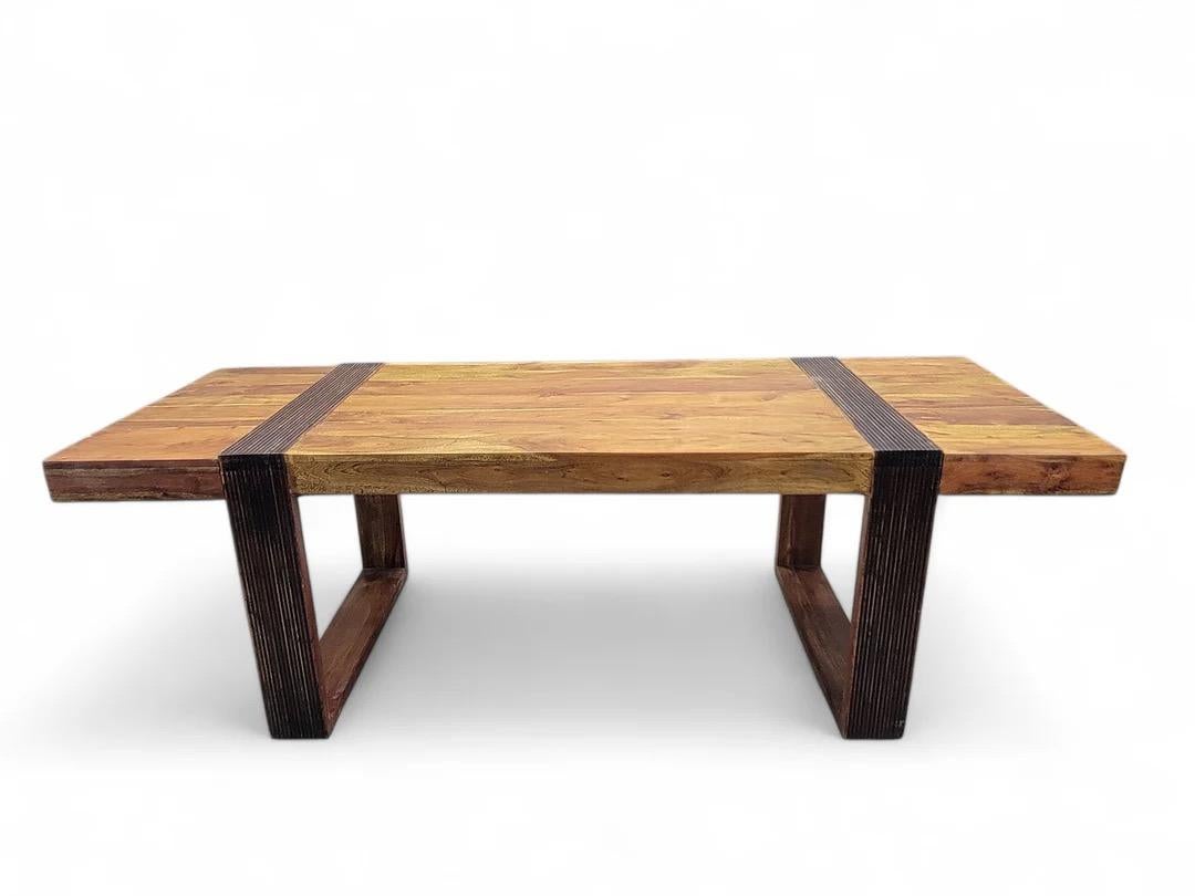 Mid-Century Modern Vintage Rustic Reclaimed Barnwood Extending Dining Table And Chairs Set For Sale