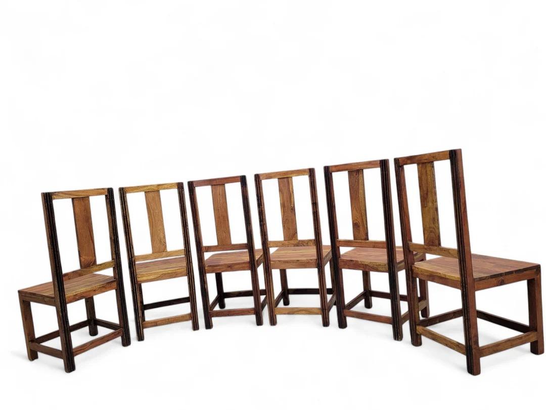 Vintage Rustic Reclaimed Barnwood Extending Dining Table And Chairs Set For Sale 1