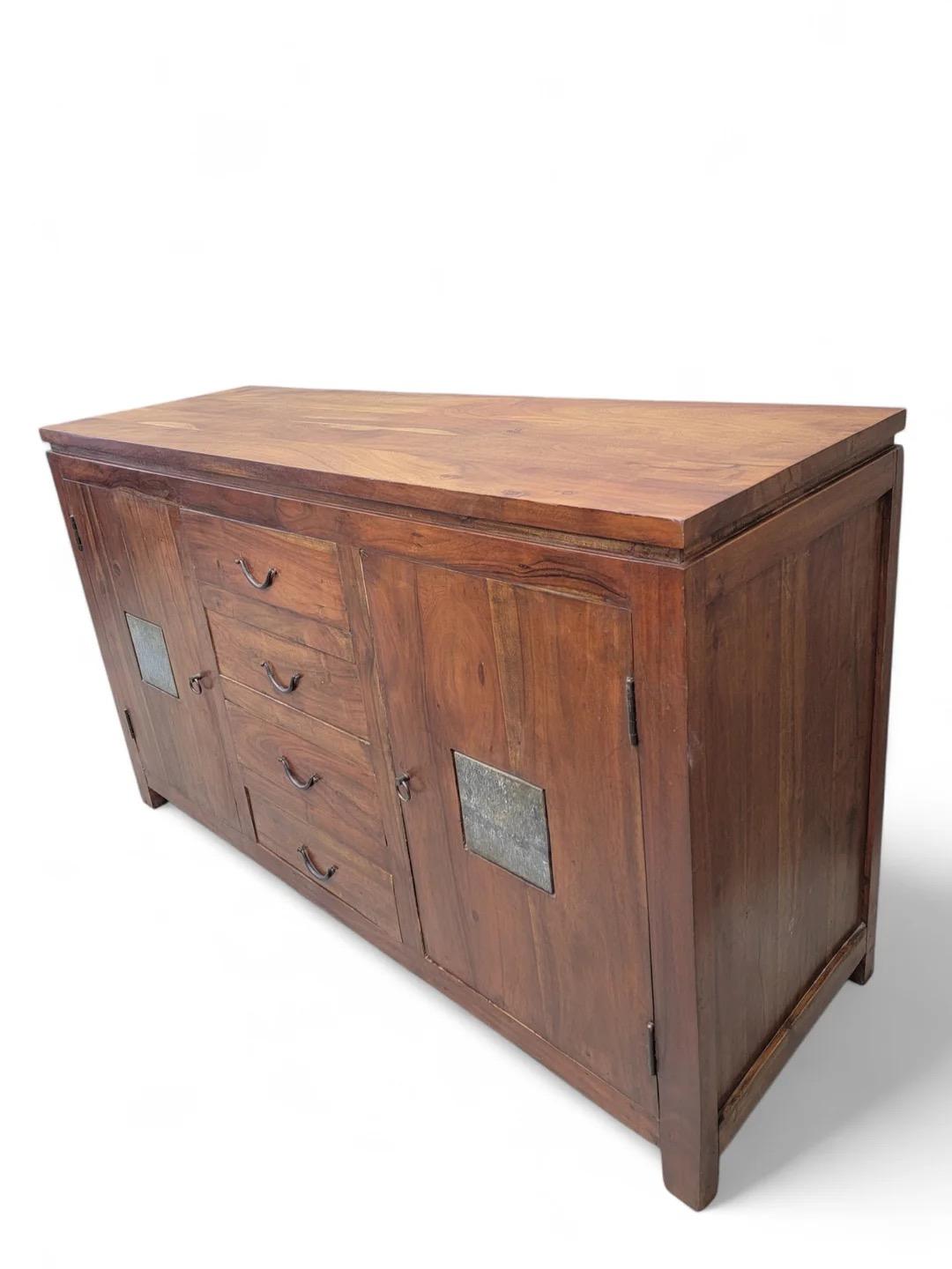 American Craftsman Vintage Rustic Reclaimed Barnwood Sideboard For Sale