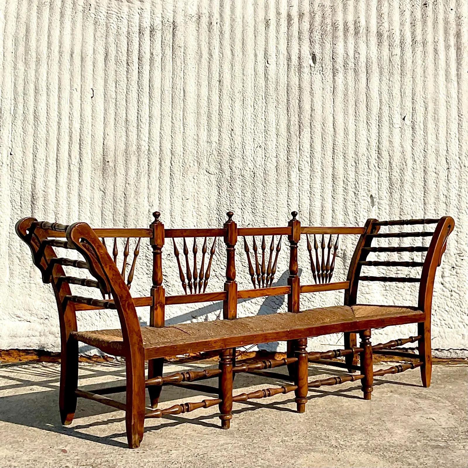 bench with rush seat