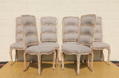 Vintage Rustic Set of Eight Country French Dining Chairs