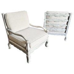 Vintage Rustic Silver Wooden Arm Chairs - A Pair