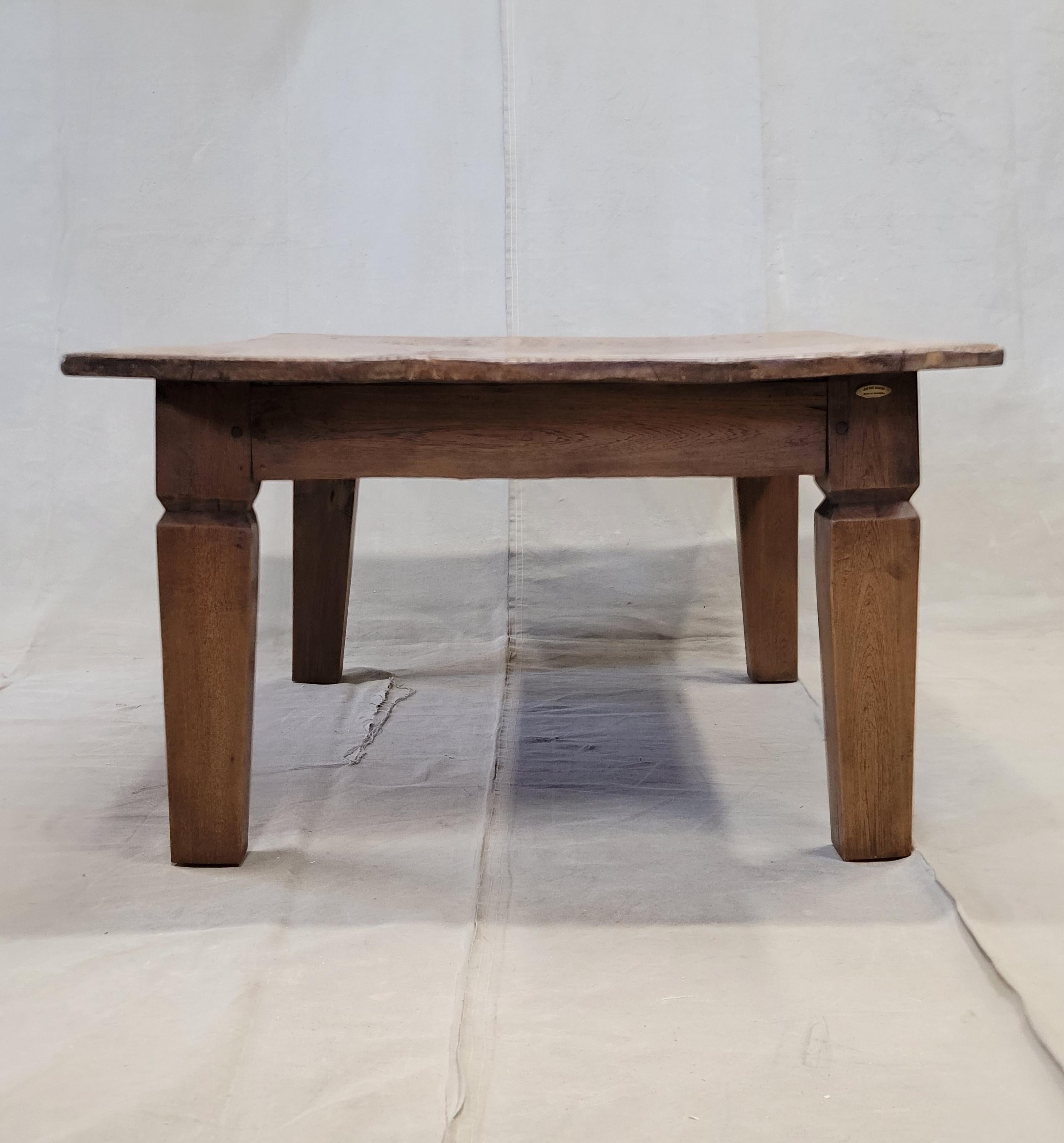 Vintage Rustic Single Slab Burl Teak Coffee Table by the Jason Scott Collection 7