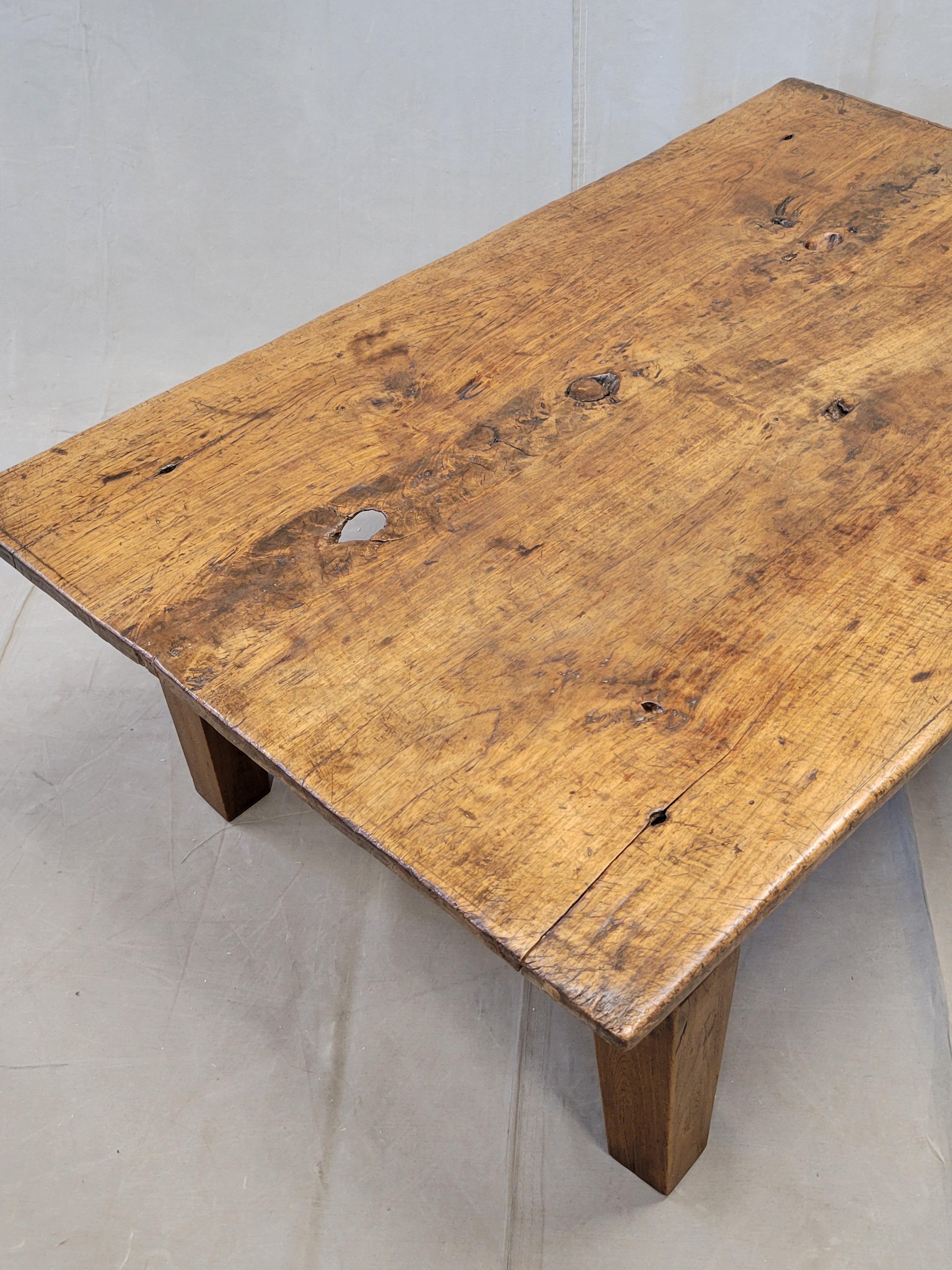Vintage Rustic Single Slab Burl Teak Coffee Table by the Jason Scott Collection In Good Condition In Centennial, CO