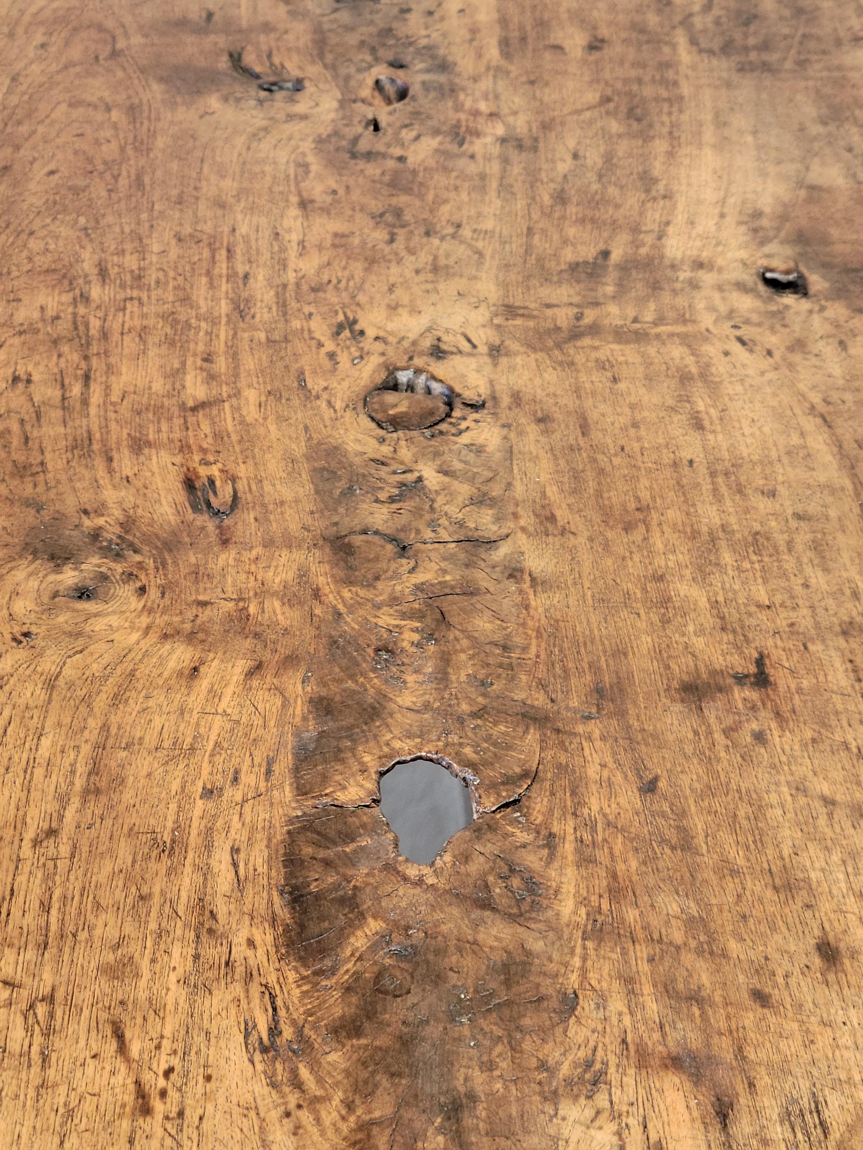 Vintage Rustic Single Slab Burl Teak Coffee Table by the Jason Scott Collection 1