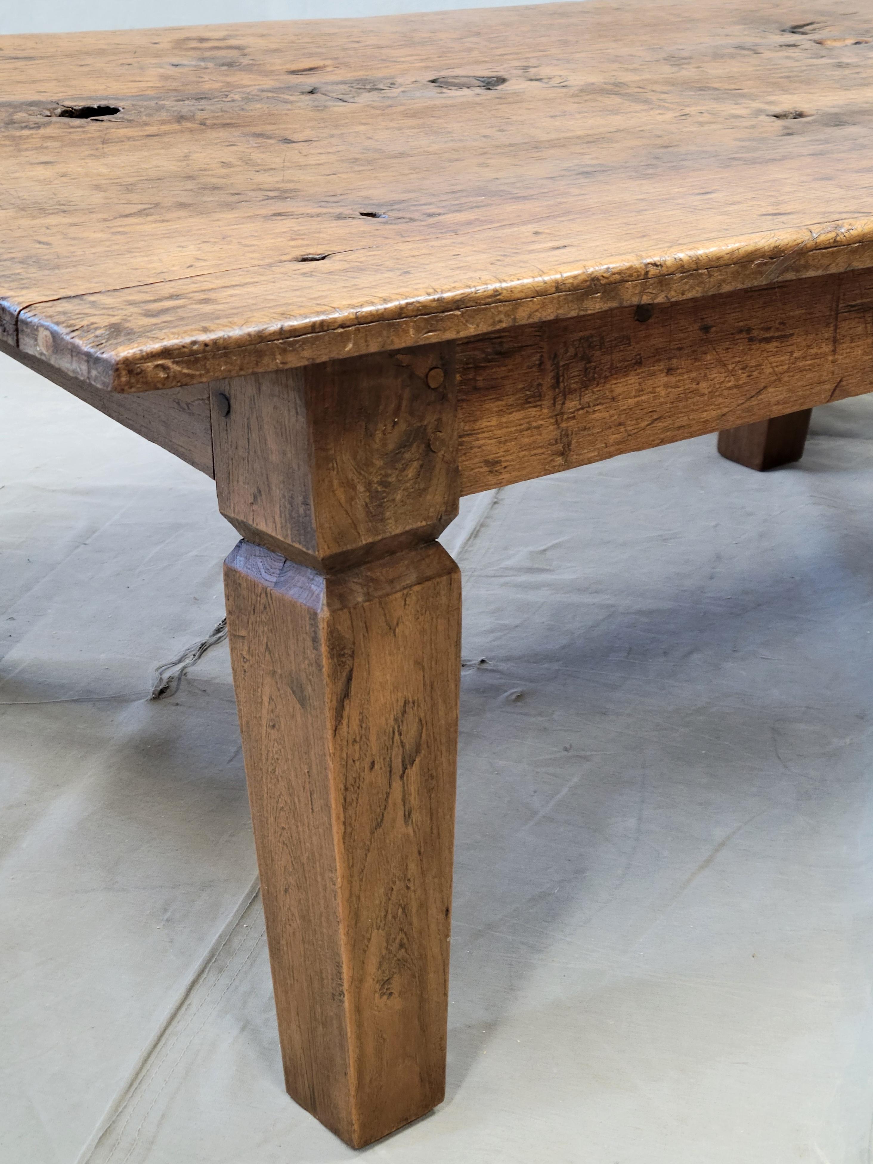 Vintage Rustic Single Slab Burl Teak Coffee Table by the Jason Scott Collection 3