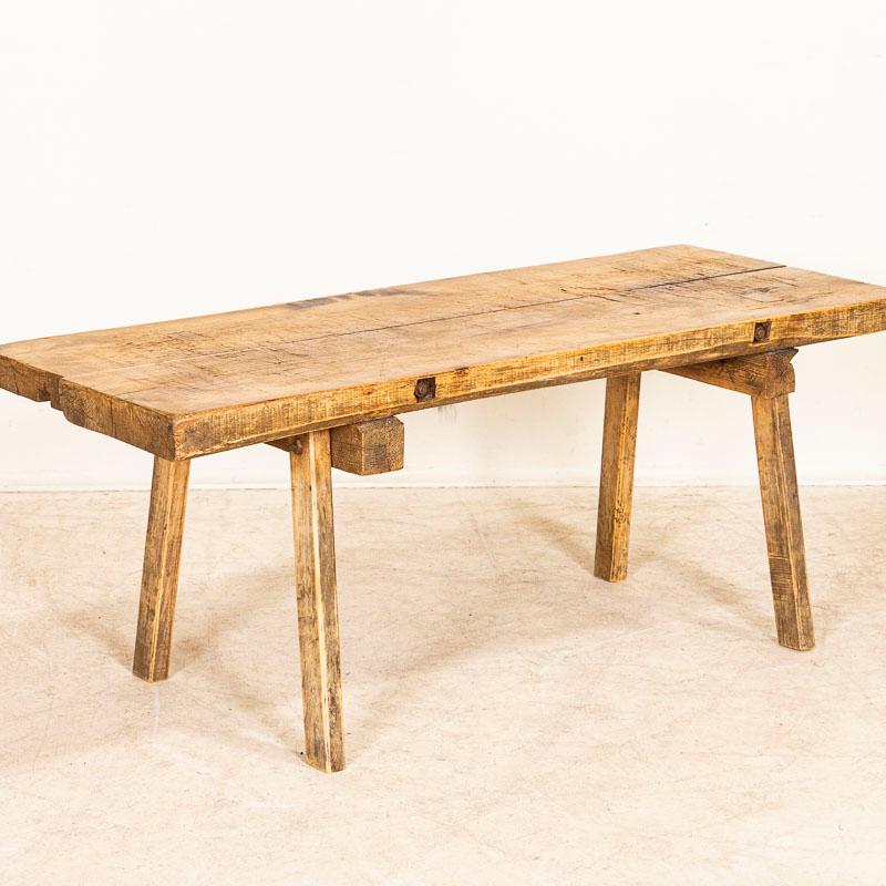 Vintage Rustic Slab Wood Coffee Table from Hungary In Good Condition In Round Top, TX