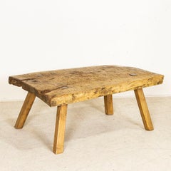 Vintage Rustic Slab Wood Coffee Table with Squared Splay Legs