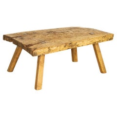 Vintage Rustic Slab Wood Coffee Table with Squared Splay Legs