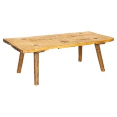 Vintage Rustic Slab Wood Peg Leg Coffee Table