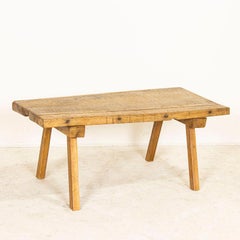 Vintage Rustic Slab Wood Splay Peg Leg Coffee Table