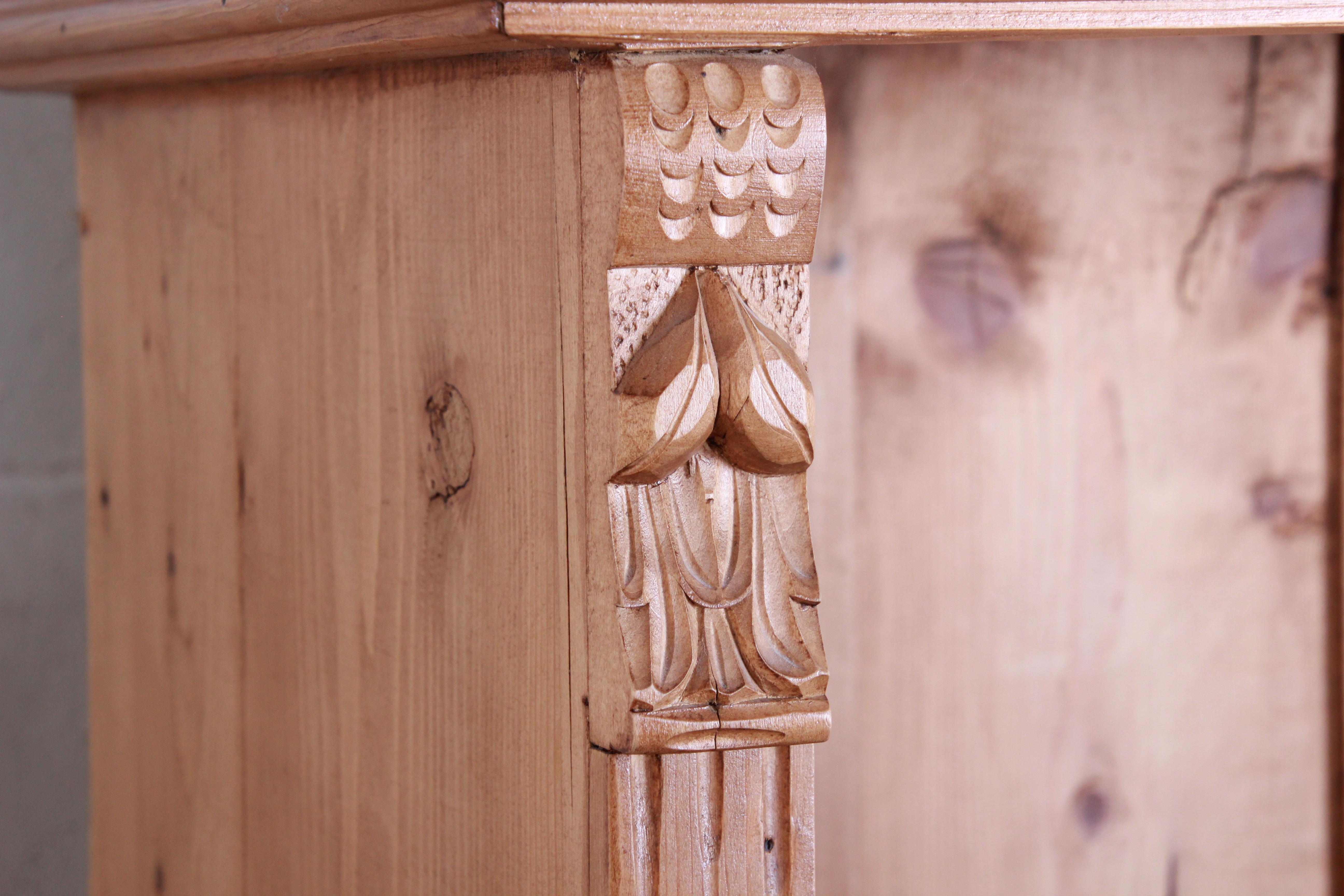 Primitive Vintage Rustic Solid Carved Pine Bookcase
