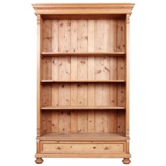 Antique Rustic Solid Carved Pine Bookcase