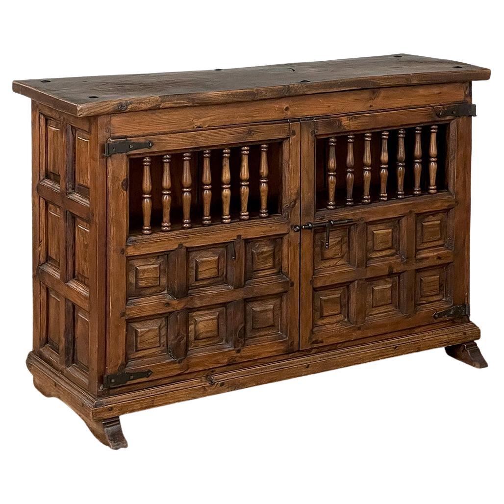 Vintage Rustic Spanish Server Sofa Table For Sale at 1stDibs