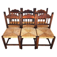 Vintage Rustic Spanish Chairs Rush Seats