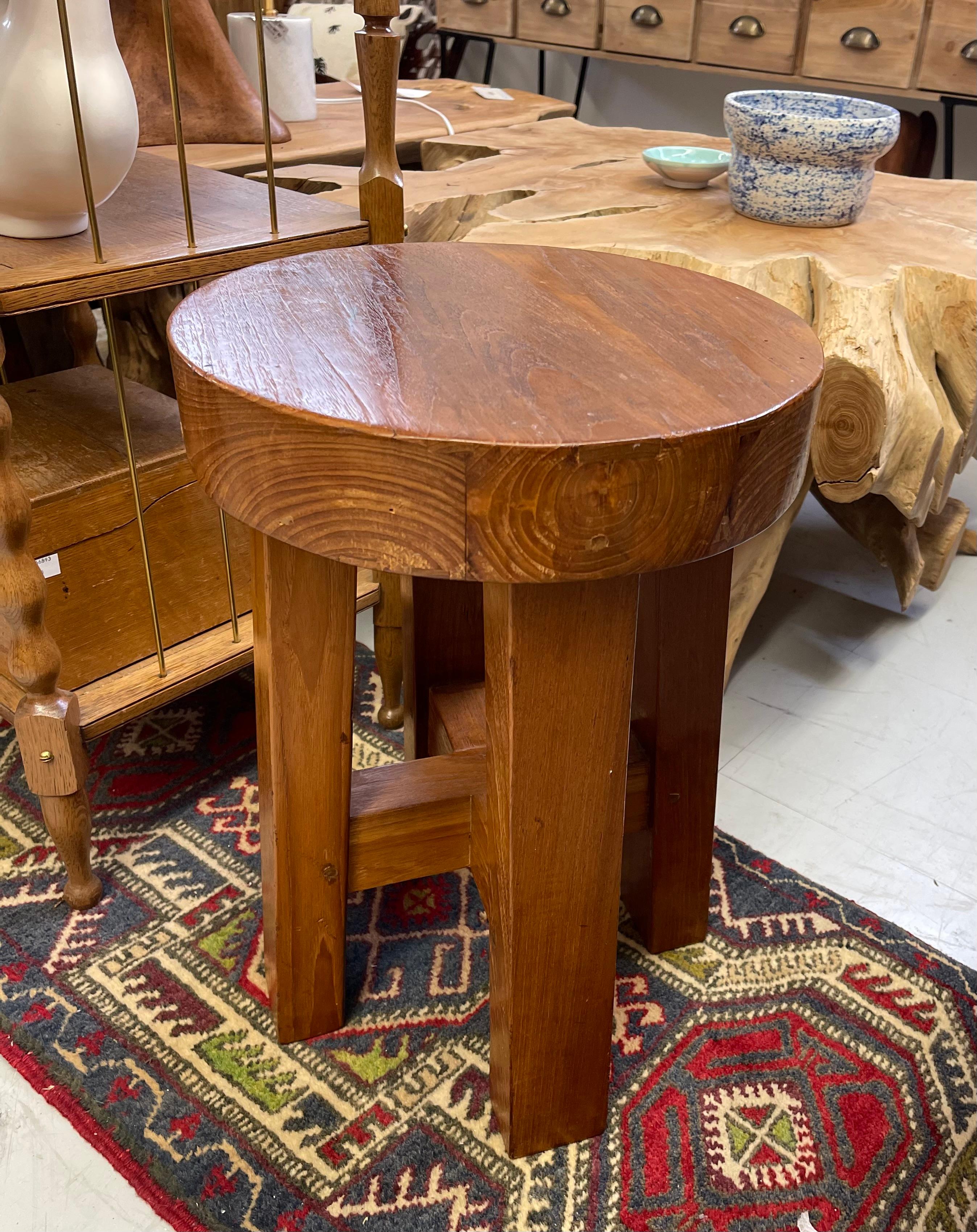 Mid-Century Modern Vintage Rustic Stool by David Smith & Co, Old World Java For Sale