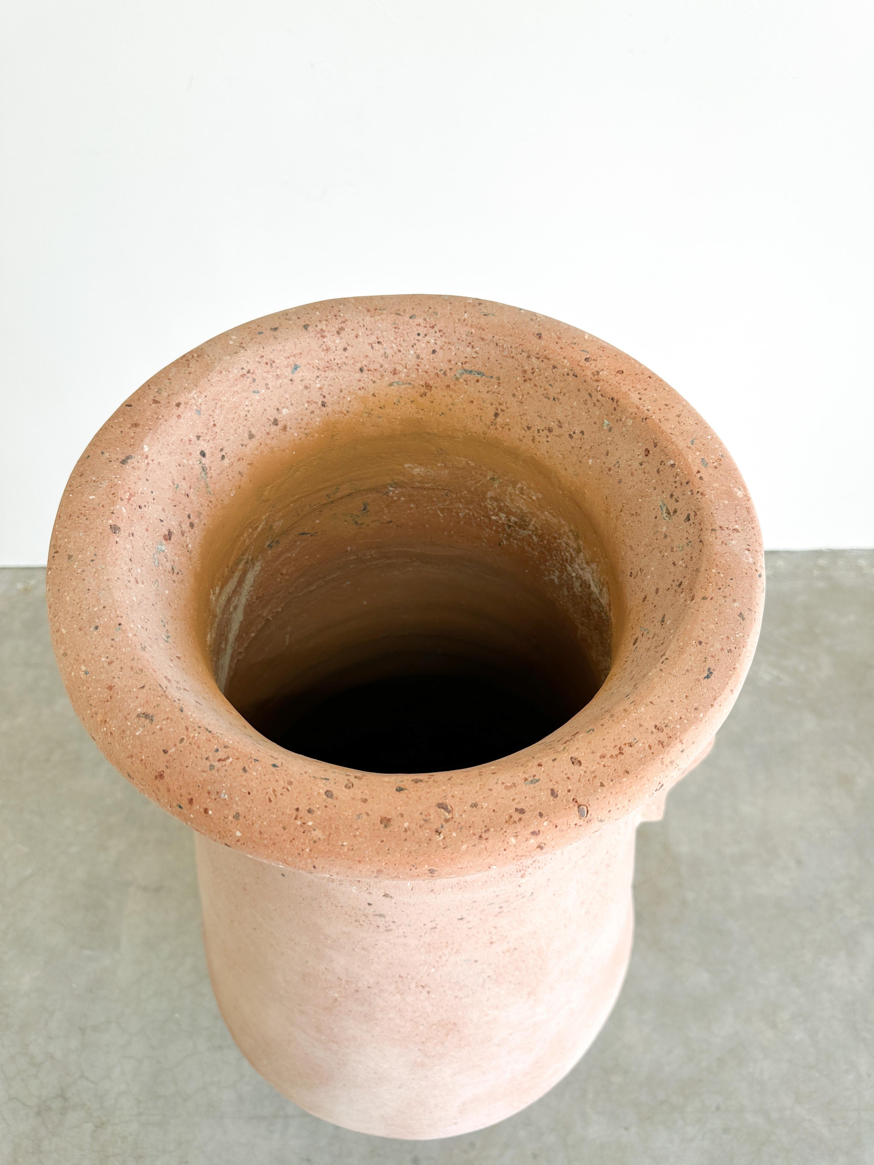 Vintage Rustic Terracotta Extra Large Vessel Floor Vase For Sale 6