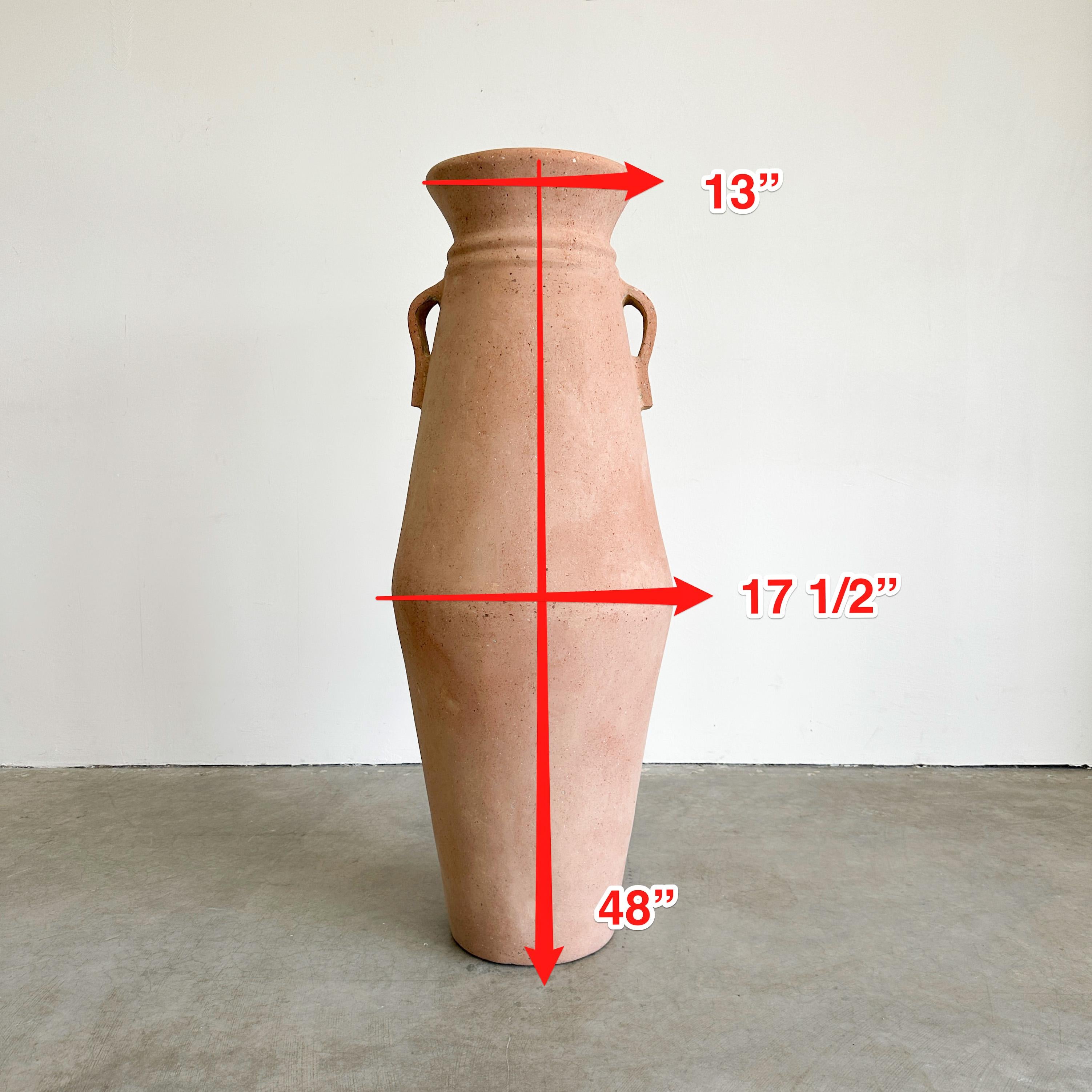 Vintage Rustic Terracotta Extra Large Vessel Floor Vase For Sale 7