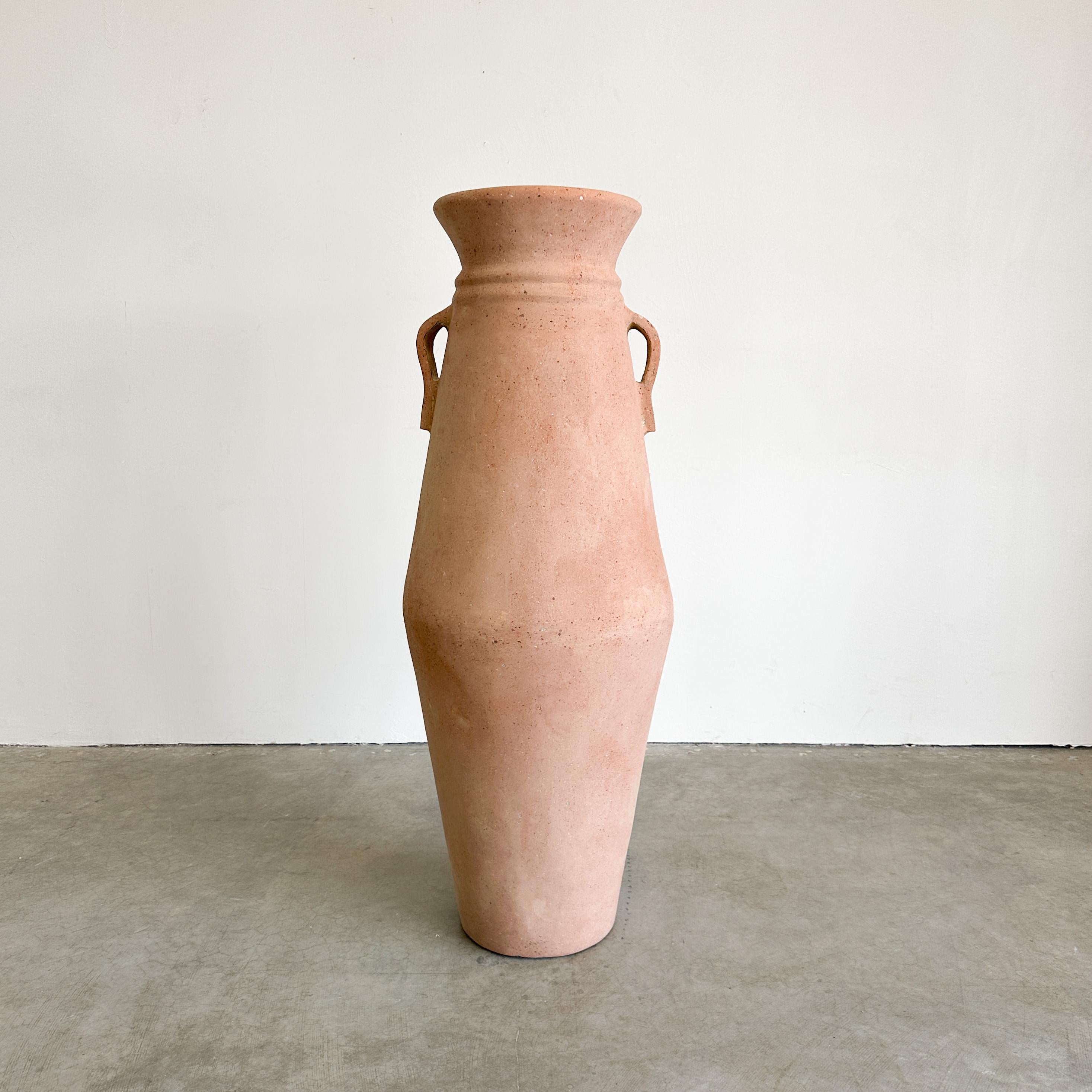 Late 20th Century Vintage Rustic Terracotta Extra Large Vessel Floor Vase For Sale