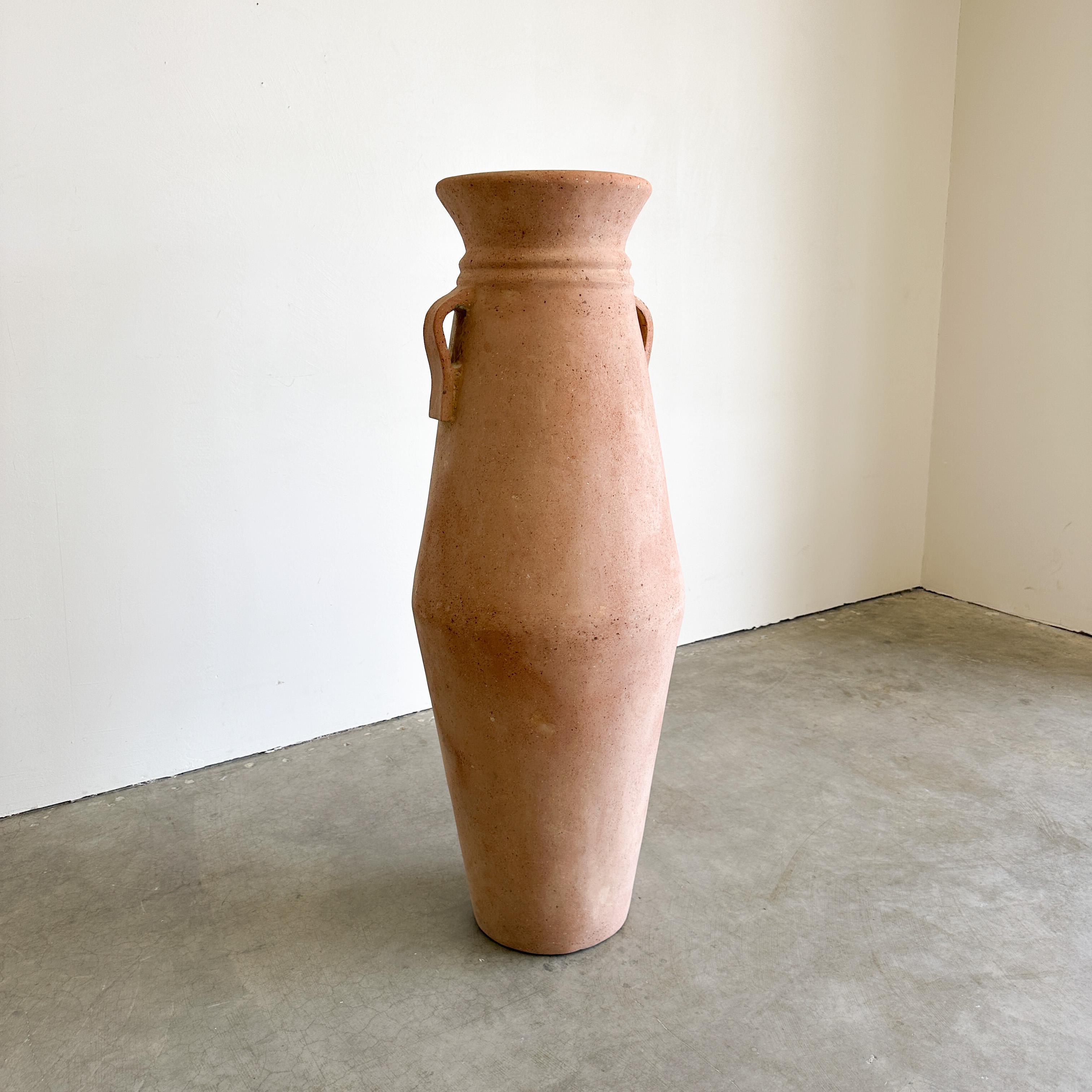 Vintage Rustic Terracotta Extra Large Vessel Floor Vase For Sale 3