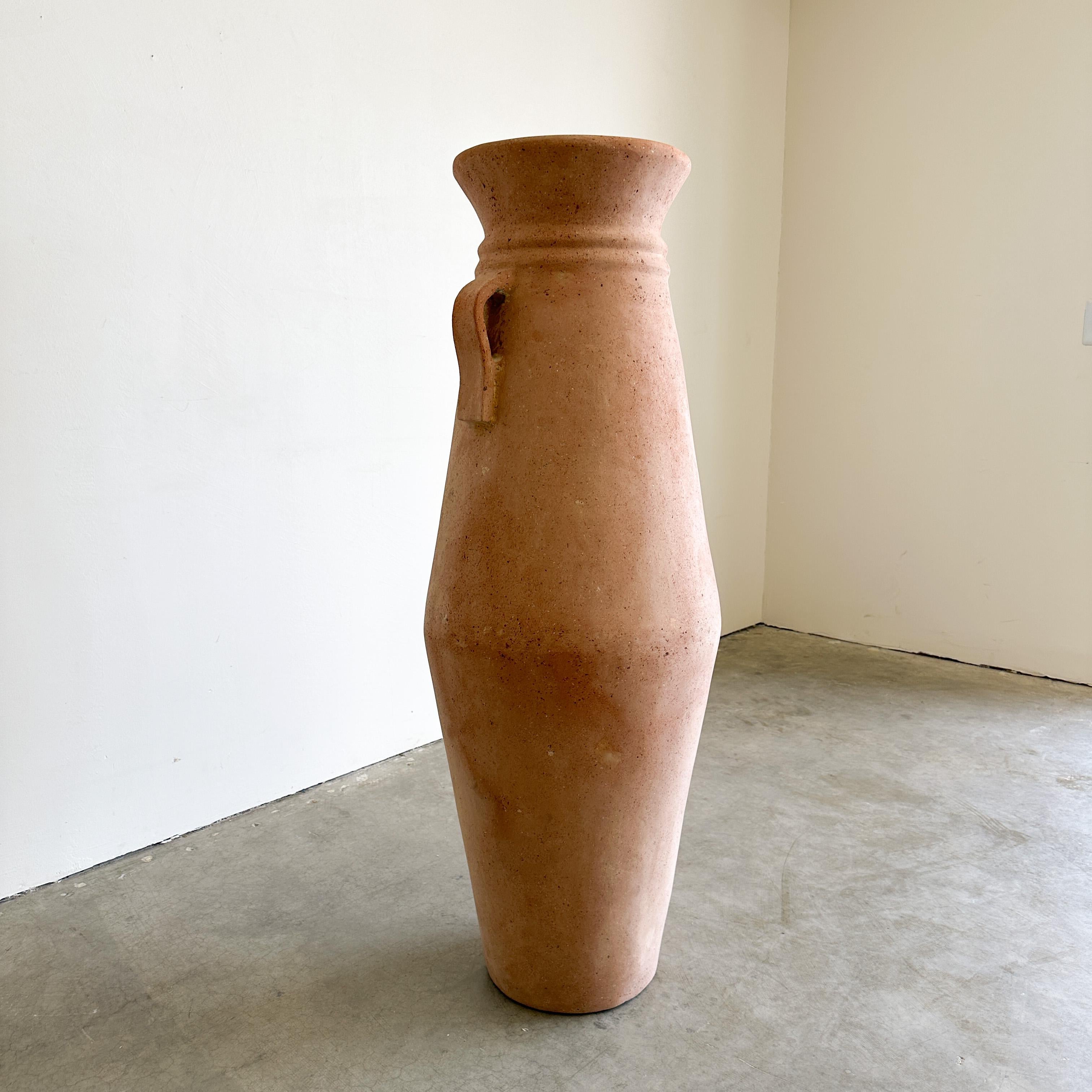 Vintage Rustic Terracotta Extra Large Vessel Floor Vase For Sale 4