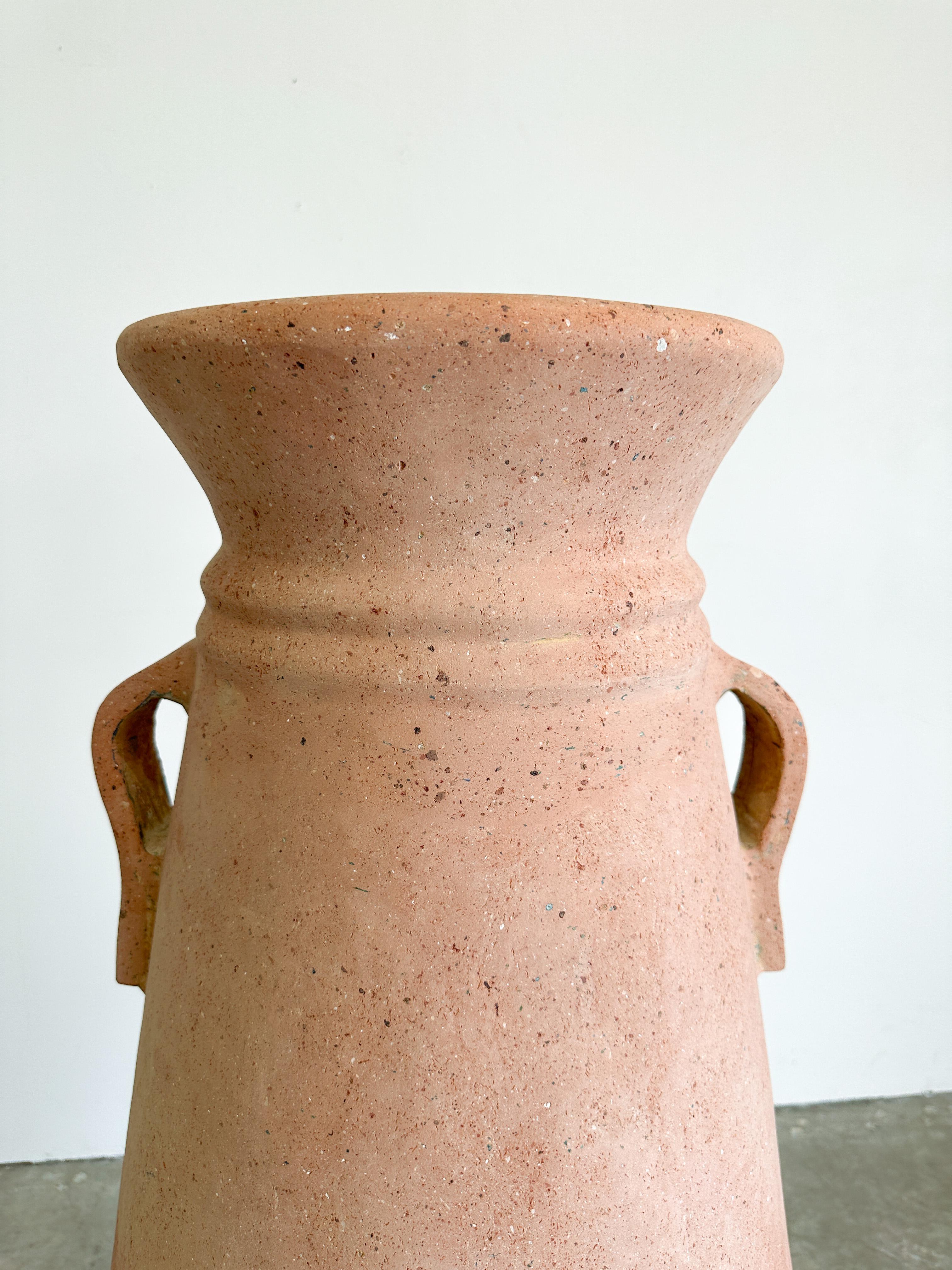Vintage Rustic Terracotta Extra Large Vessel Floor Vase For Sale 5