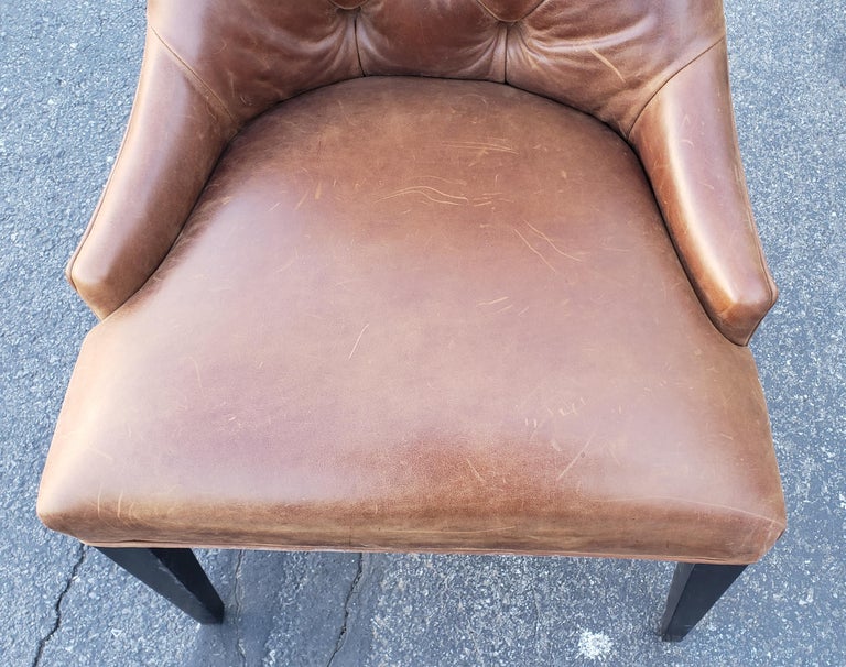 Vintage Rustic Top Grain Leather Chair with Hip Rests For Sale at 1stDibs