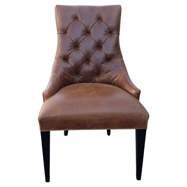 Vintage Rustic Top Grain Leather Chair with Hip Rests For Sale at 1stDibs