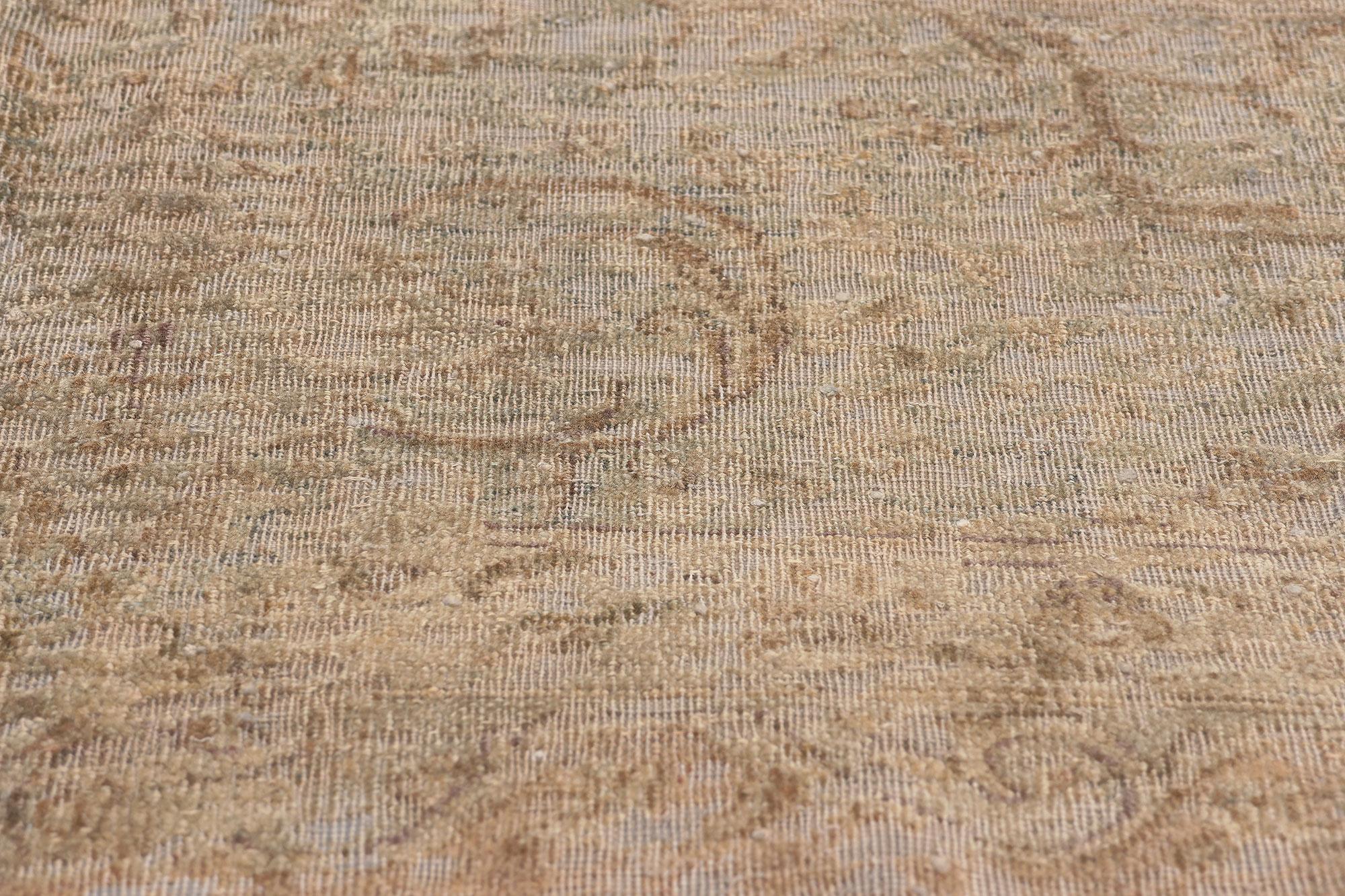 Earth-Tone Vintage Turkish Overdyed Rug, Belgian Chic Meets French Industrial In Distressed Condition For Sale In Dallas, TX