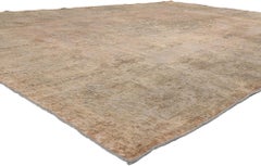 Earth-Tone Vintage Turkish Overdyed Rug, Belgian Chic Meets French Industrial