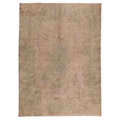 Earth-Tone Vintage Turkish Overdyed Rug, Belgian Chic Meets French Industrial
