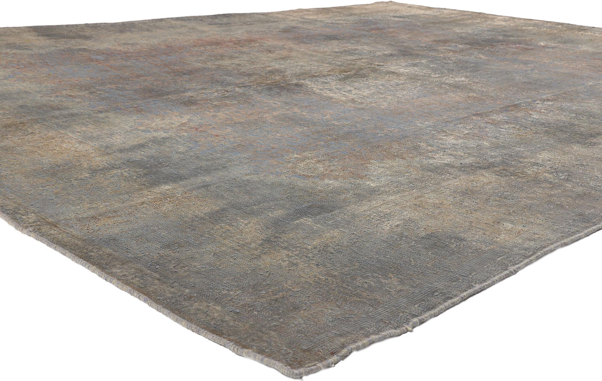 60764 Vintage Turkish Overdyed Rug, 08’11 x 11’08.
Prepare to be floored (literally) by the meeting of luxe utilitarian appeal and Belgian Chic in this hand-knotted wool vintage Turkish overdyed rug. It's not just a rug; it's a style symphony with a