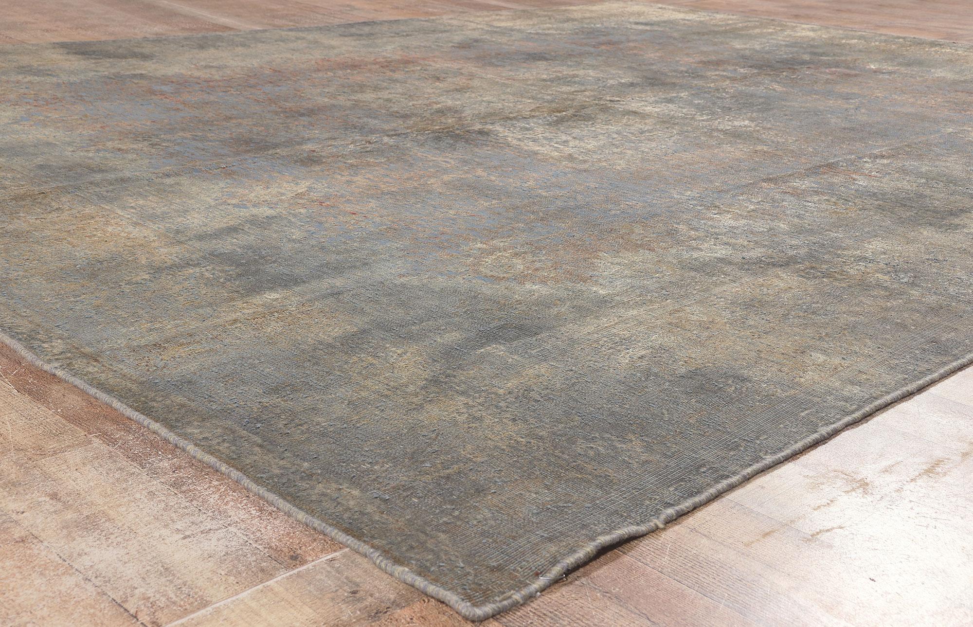 Vintage Turkish Overdyed Rug, Luxe Utilitarian Appeal Meets Belgian Chic In Distressed Condition For Sale In Dallas, TX