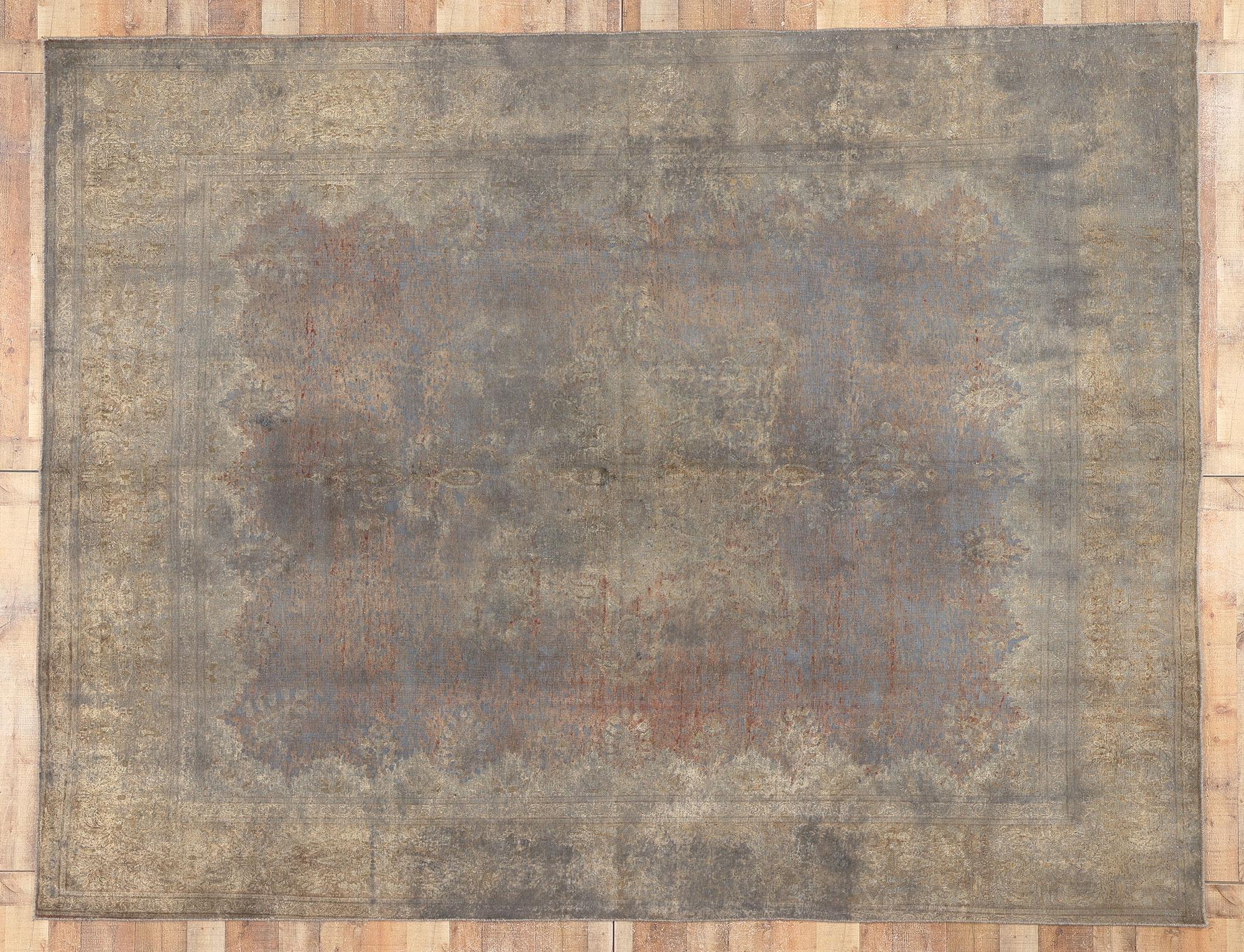 Wool Vintage Turkish Overdyed Rug, Luxe Utilitarian Appeal Meets Belgian Chic For Sale
