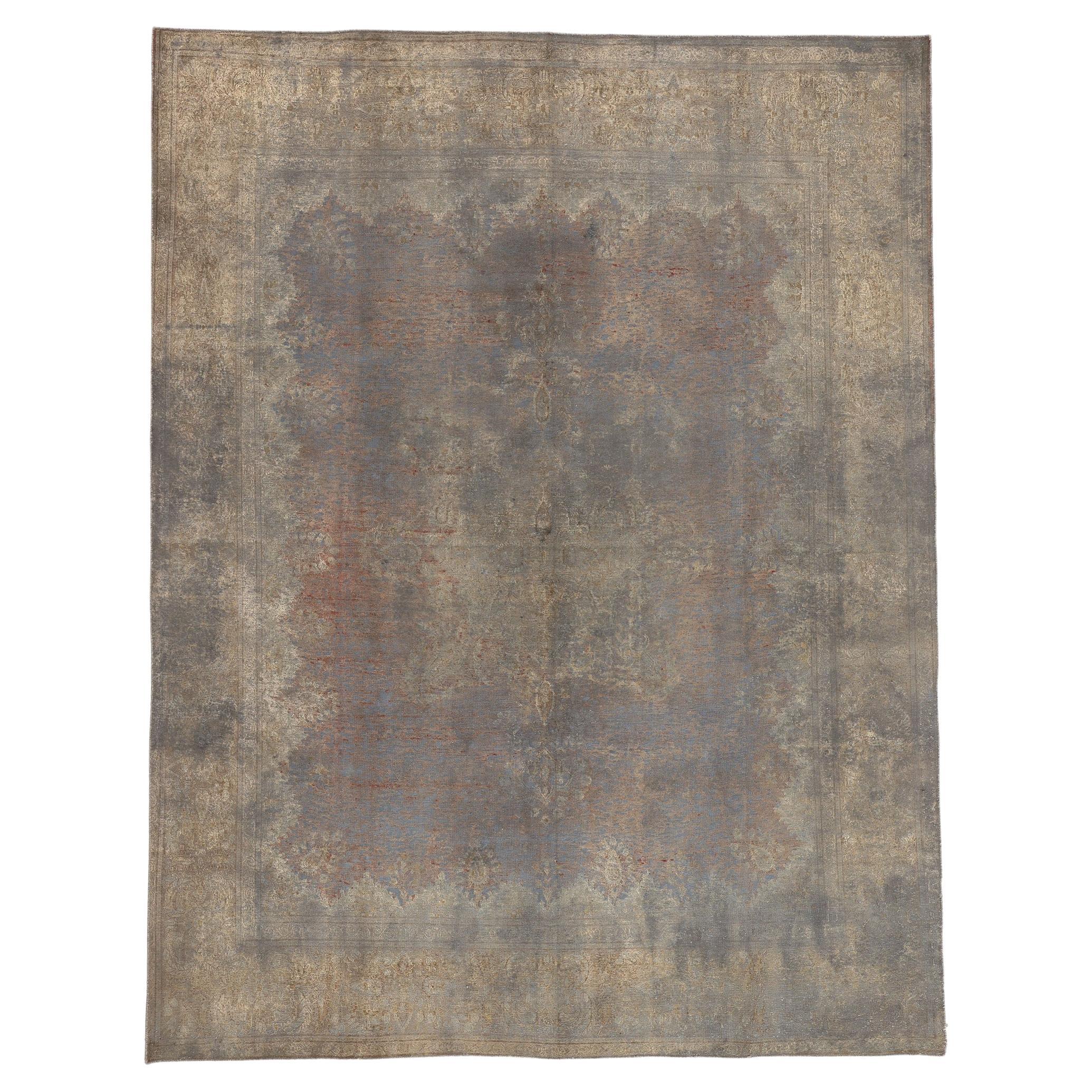 Vintage Turkish Overdyed Rug, Luxe Utilitarian Appeal Meets Belgian Chic For Sale