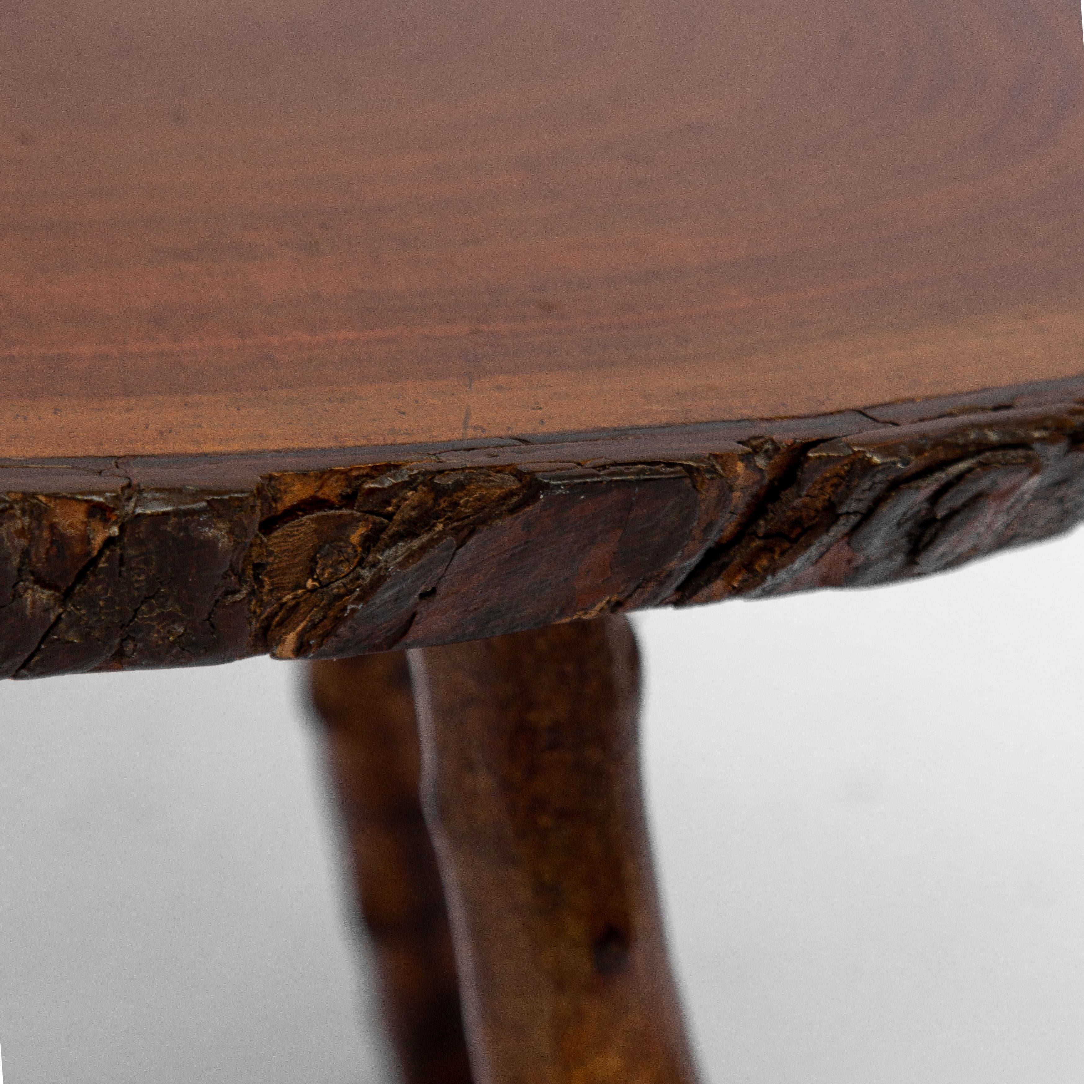 Vintage Rustic Walnut Wood Side or Coffee Table In Good Condition In Hilversum, NL