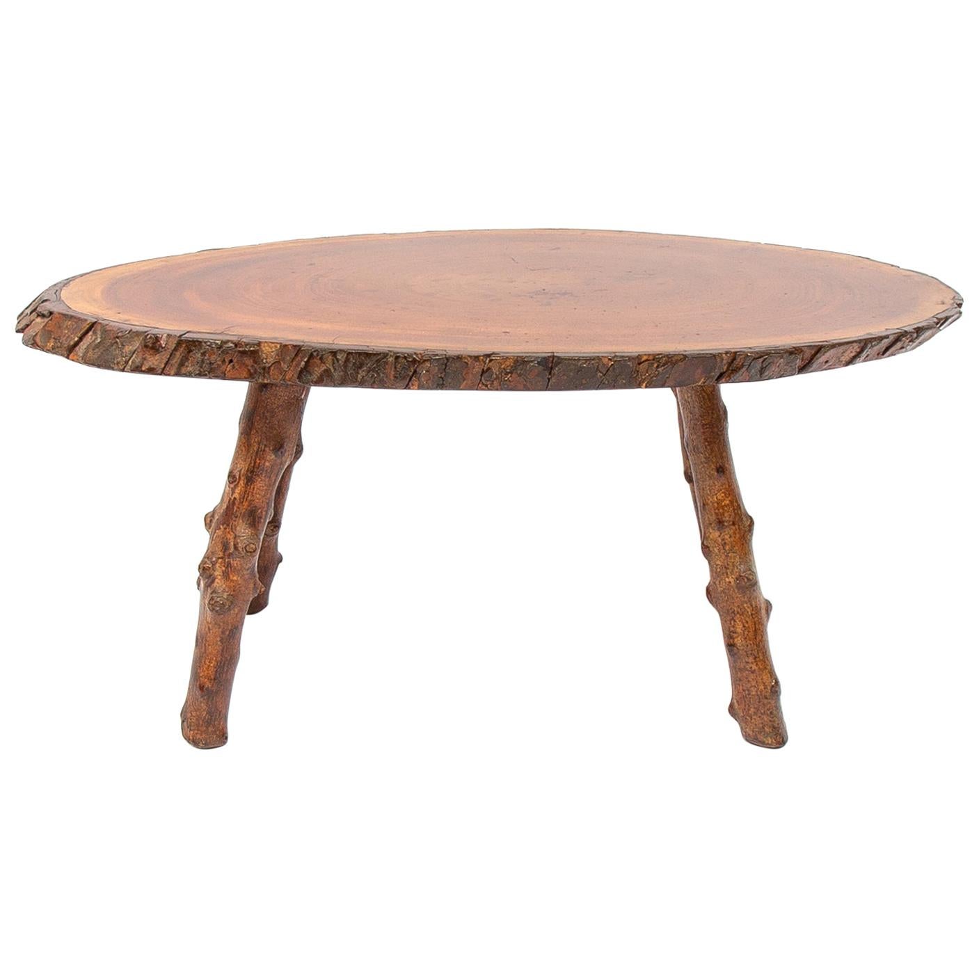 Vintage Rustic Walnut Wood Side or Coffee Table