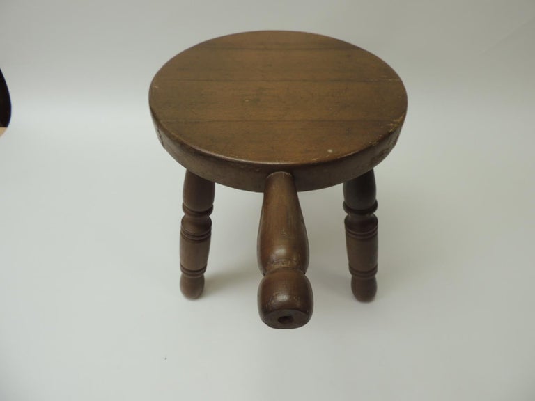 Vintage Rustic Wood Milking Stool For Sale at 1stdibs
