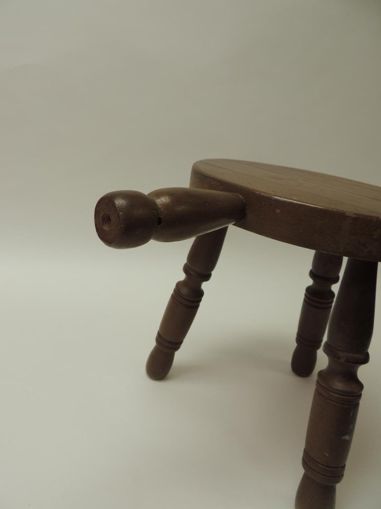 Vintage Rustic Wood Milking Stool For Sale at 1stdibs