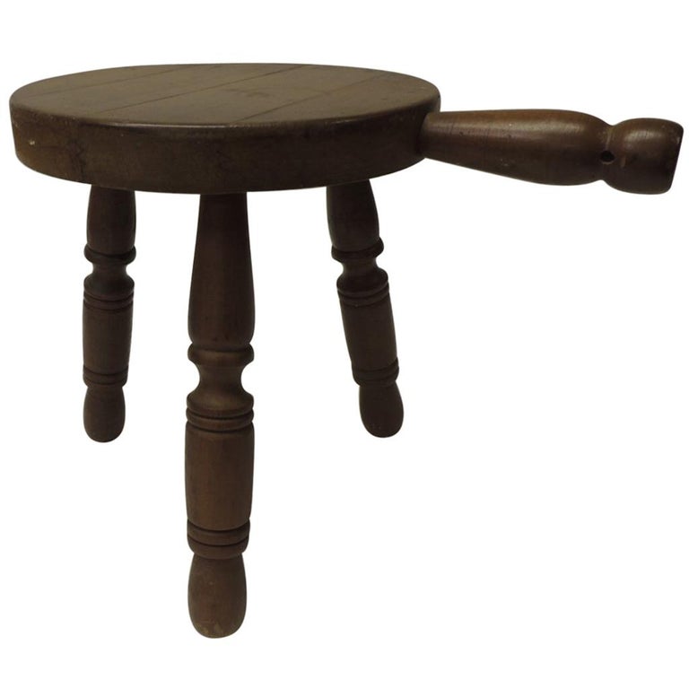 Vintage Rustic Wood Milking Stool For Sale at 1stdibs