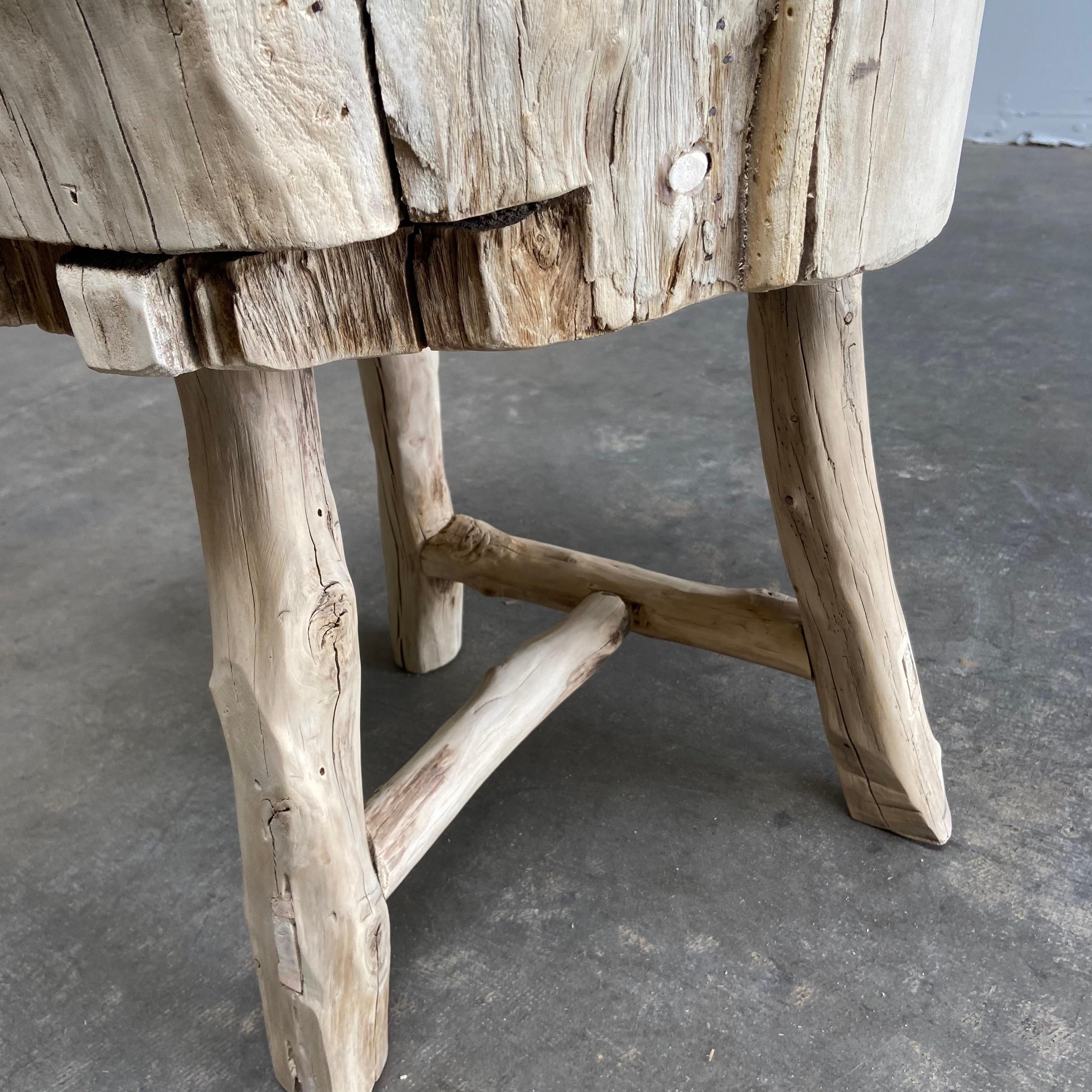 Vintage Rustic Wood Stump Side Table 2