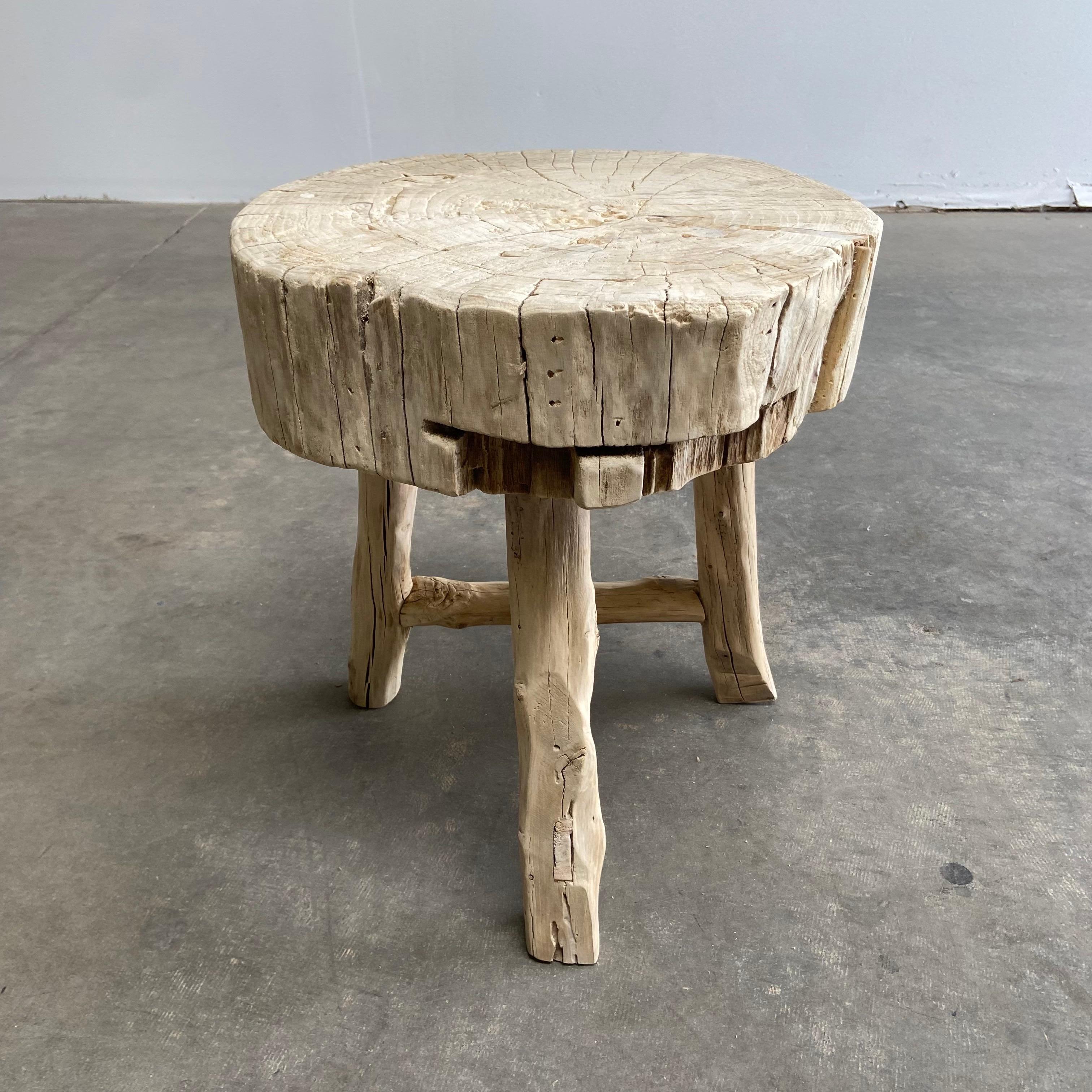 Vintage Rustic Wood Stump Side Table 3