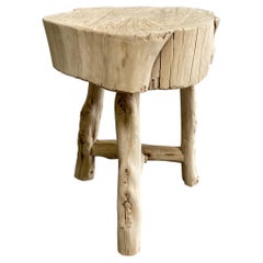Vintage Rustic Wood Stump Side Table