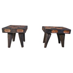 Vintage rustic wooden side tables or stools, 1960s
