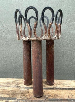 Vintage Rusty Horseshoe Tall Plant Stand