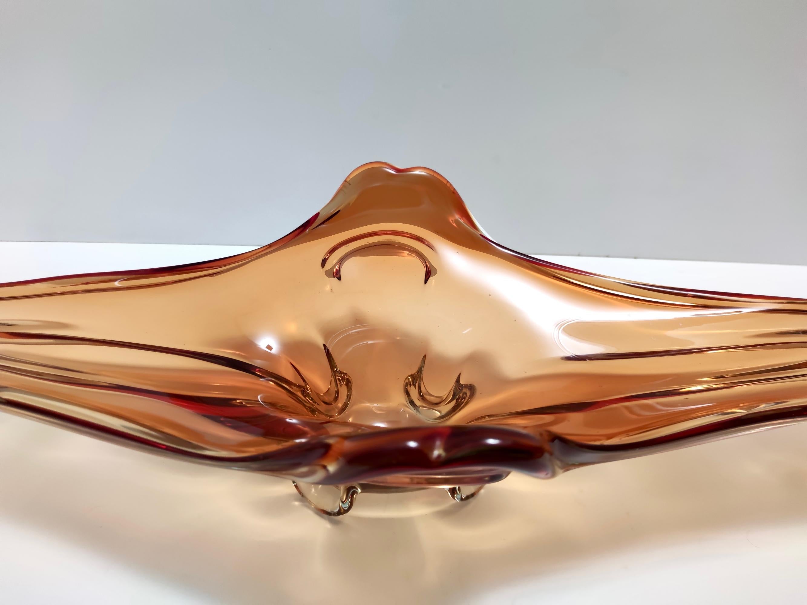 Vintage Rusty Orange Sommerso Murano Glass Bowl / Centerpiece, Italy For Sale 6